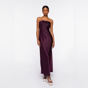 Forever21 Satin Strapless Maxi Dress Plum